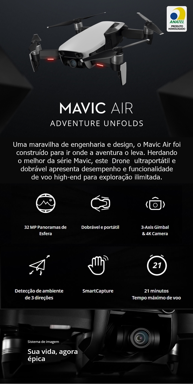 Drone Dji Mavic Air Artic White Fly More Combo - Tecno Drones - A